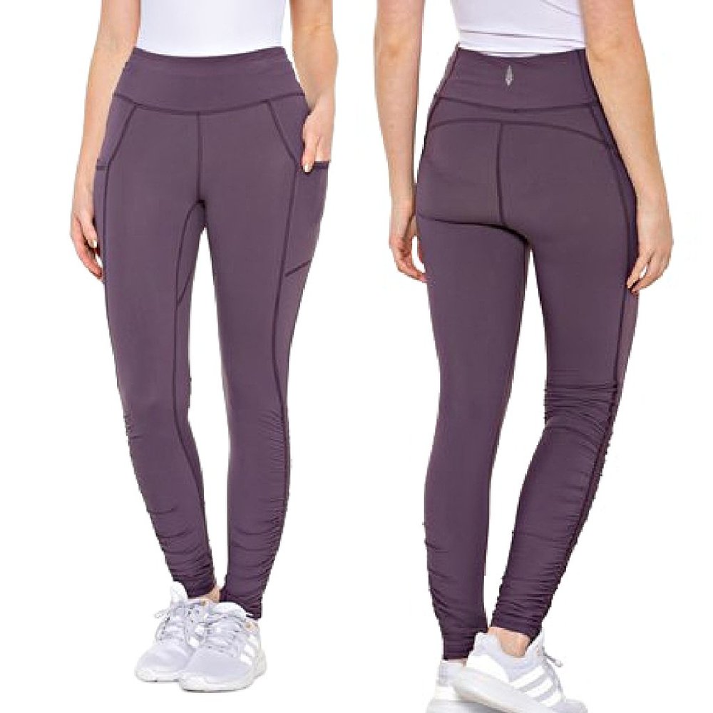 NEW LG $118 Free People Leggings Wonderland Warmth Run Leggings High Rise Grape